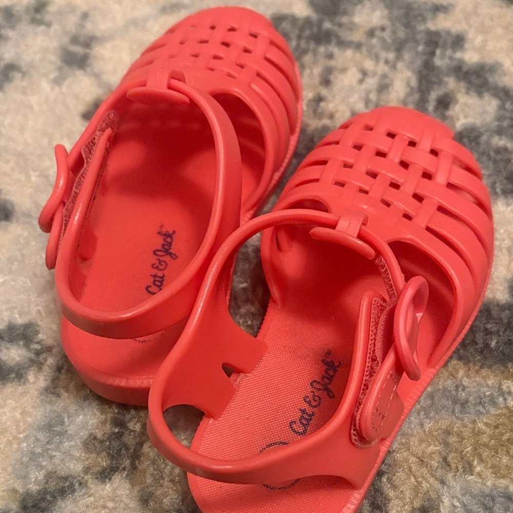 Cat & Jack toddler Kids Bright Coral Sandals size 6